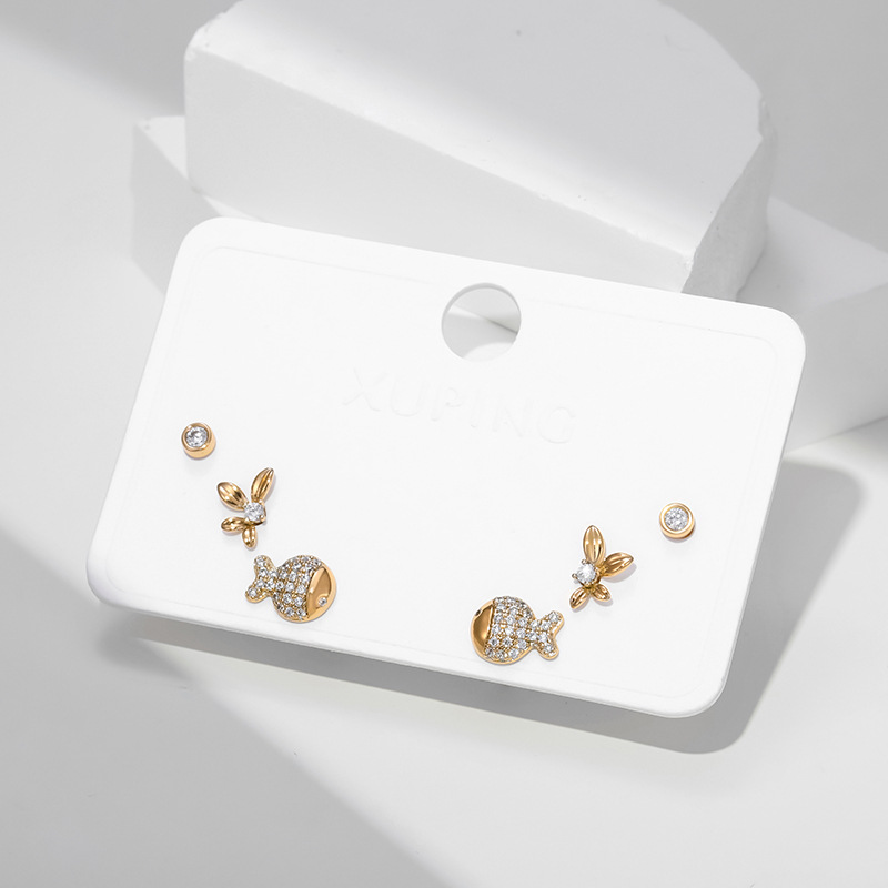 [3 pares] Retro elegante pendientes frescos Corea del Sur Luz de lujo pendientes simples joyería nicho pendientes transfronterizos