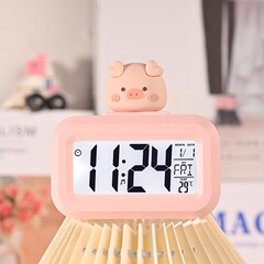 新しいブタの目覚まし時計のアイデアのかわいいアニメの学生は寮のデスクトップの多機能のタイマーの両用のタイマーを使います。