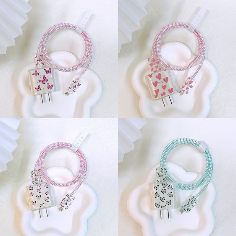 Suitable for Apple 20W Charger Protective Cover, Fast Charging Head Soft Cover, European Standard Soft Shell Wire Bite Device, Painted Pattern