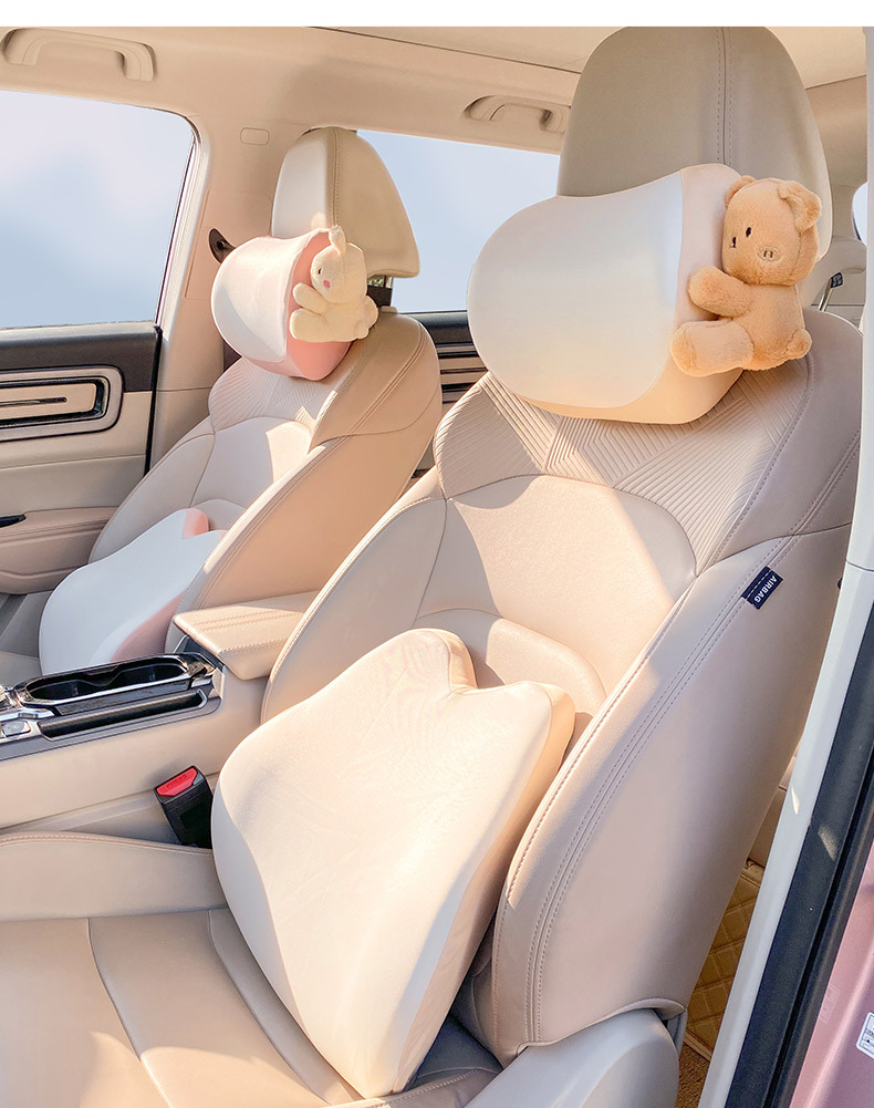 Car headrest neck pillow Four Seasons Universal driving pillow car pillow a pair of car waist support memory foam cute