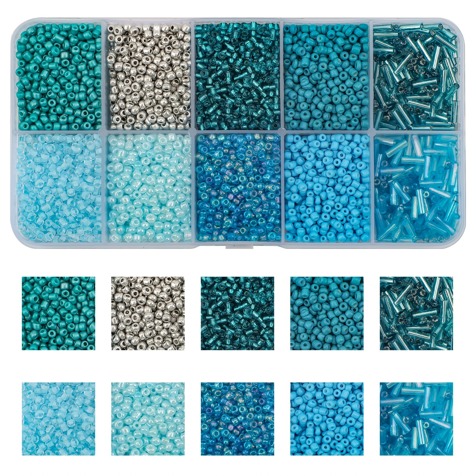 Cuentas de arroz 10 cuadrícula multicolor caja clásica de cuentas sueltas sequinilla pulsera pendientes DIY accesorios joyería al por mayor