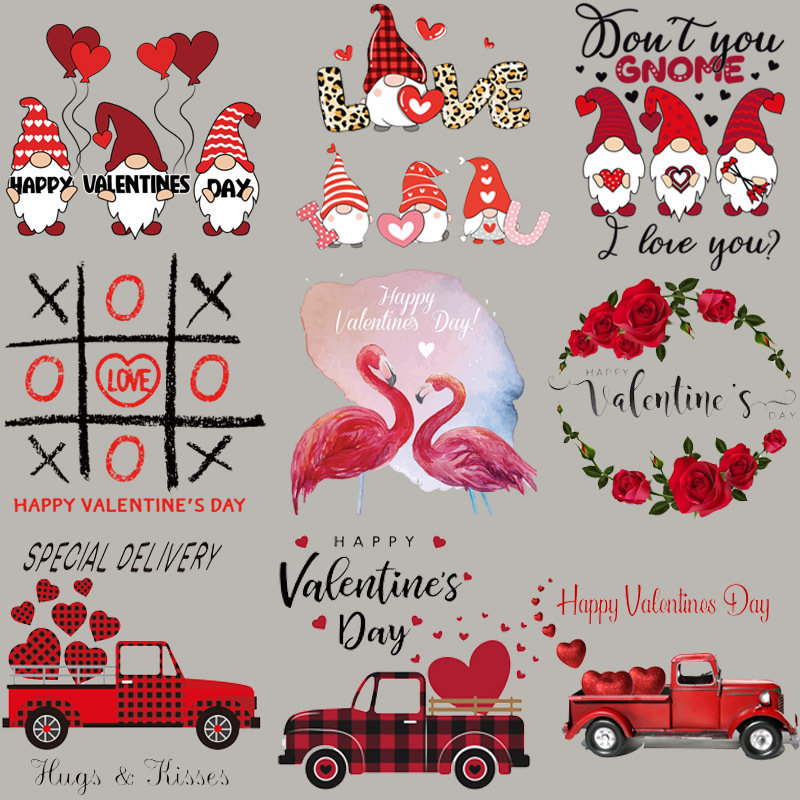 厂家批发新款情人节系列热转印柯式烫画贴 亚马逊爆款情人节烫图