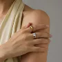 delan圆形女士波浪戒指