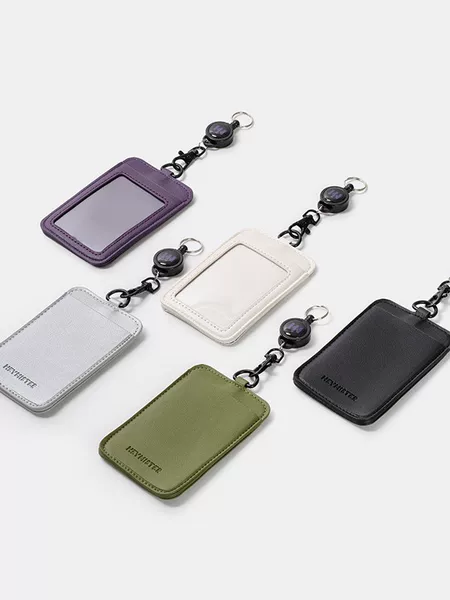 Pu Leather Id Card Holder, Work Badge, Access Card Holder, Employee Badge, Meal Card, Easy-Pull Retractable Card Holder, Lanyard Wholesale