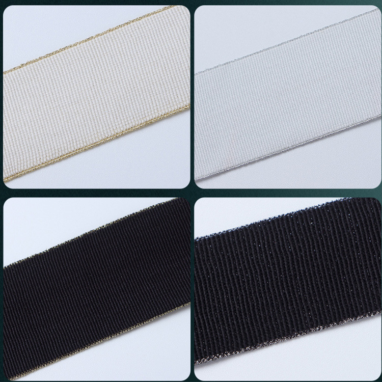 Double-sided silver white black elastic band 2.5cm3cm4cm5cm threaded…