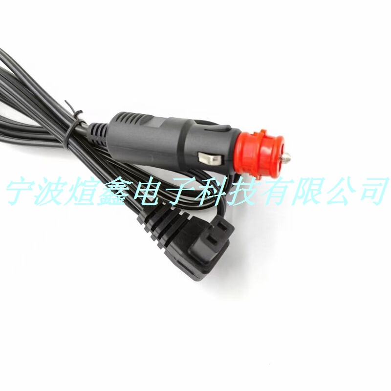 Red-head car refrigerator cigarette lighter power cable, two-prong German-style car DC refrigerator charging power cable 12V-24V