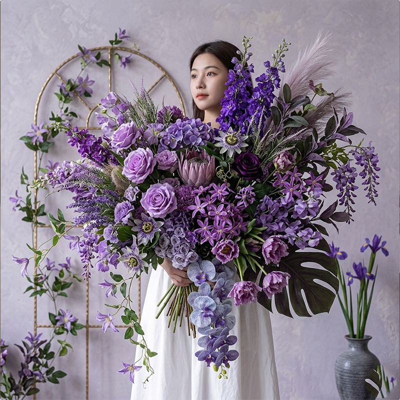 purple realistic wedding flowers