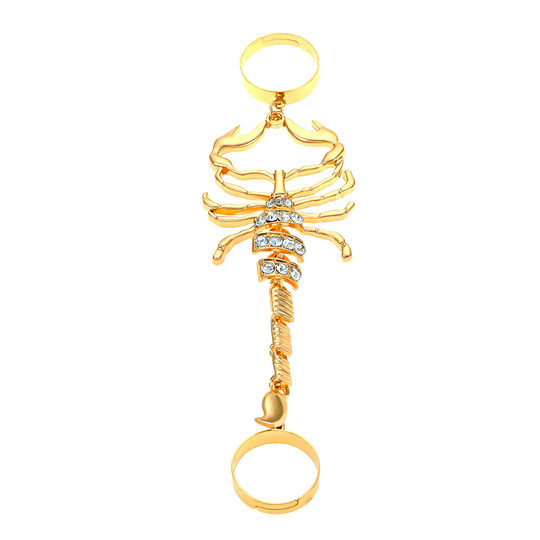 European and American Exaggerated Scorpion Flash Diamond Punk Hip-Hop Ins Style Alloy Elastic Ring Ring Ring Chain Finger Ring