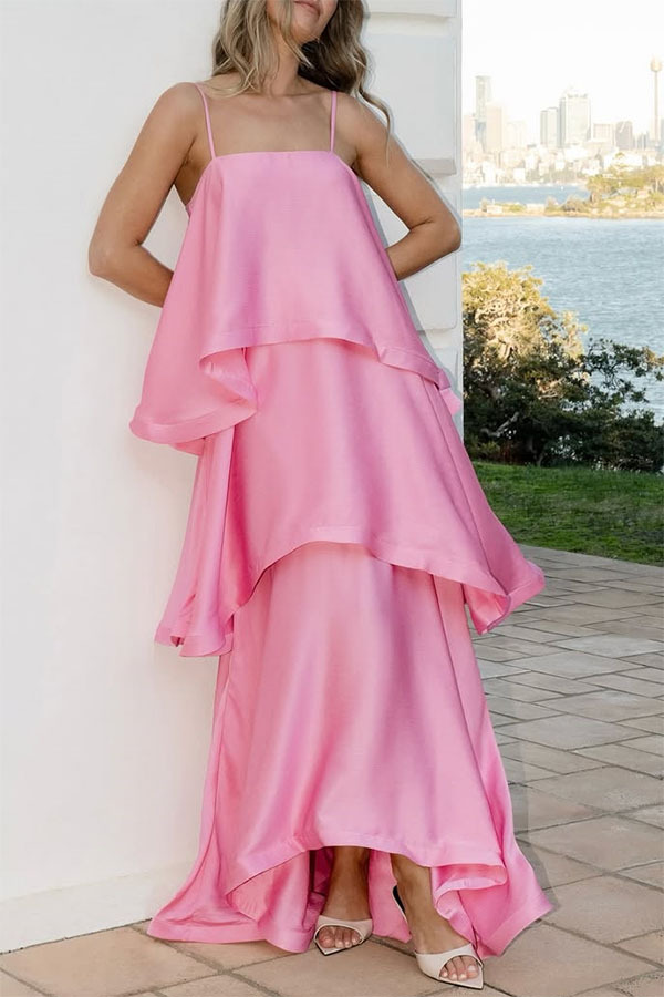 Robe-débardeur en satin pour femme, plusieurs couches, style décontracté et ample, nouveauté printemps-été_voghion.com