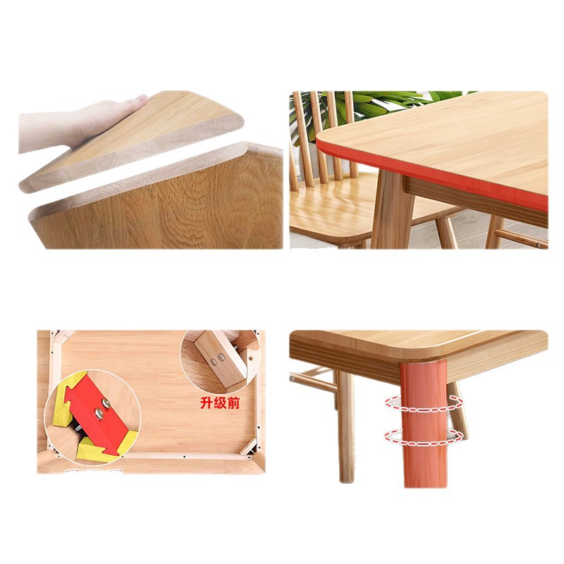Mesa de comedor de madera sólida pequeña casa de lujo ligero simple mesa de madera moderna combinación de mesa de comedor mesa rectangular