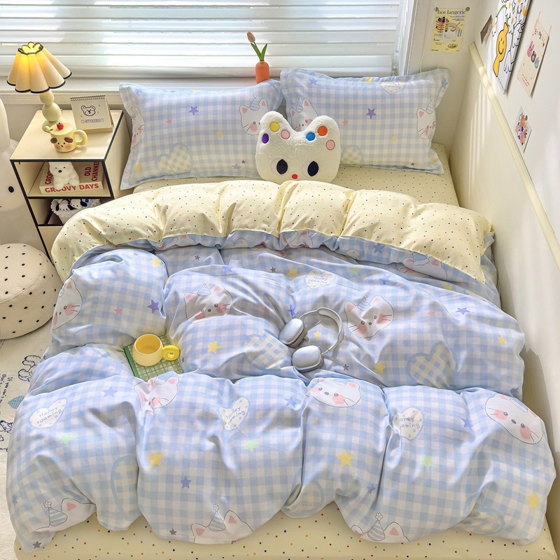 A類小清新純綿磨毛四点セットの二人布団カバーのシーツは純綿学生寮の三点セットを厚くします。|undefined