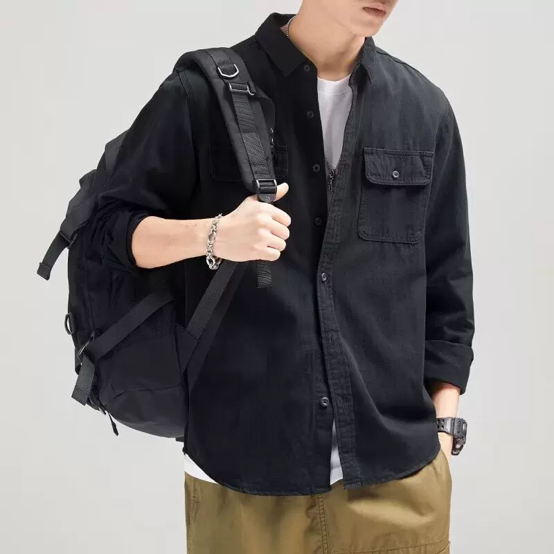 Shirt, spring autumn jacket for leisure, increased thickness, oversize