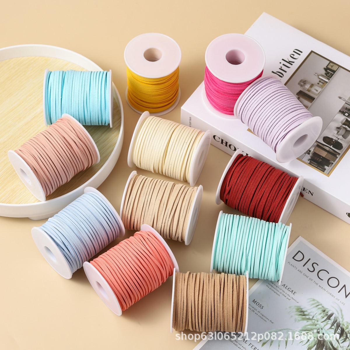 Cuerdas de piel de ciervo 50 yardas cuerdas de trenzado cuerdas de tracción cuerdas de lana cuerdas de vaca decoración hechas a mano DIY cuerdas de trenzado caja de regalo cinta de embalaje