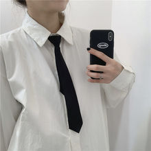 免打领带新品女生JK领带打结领带格子时尚黑色领带学院风懒人款
