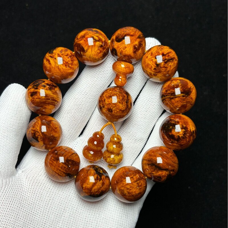 Fine amber wooden bracelet full of scar Pinus tabulaeformis Akiko light-transmitting 108 bracelet beads 20 bracelet full jade