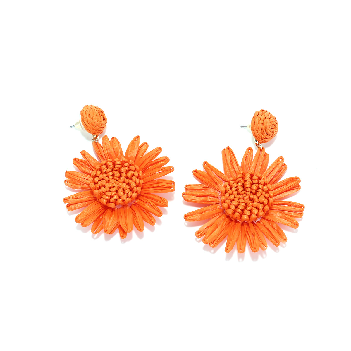 1 Pair Lady Flower Raffia Mixed Materials Drop Earrings display picture 1