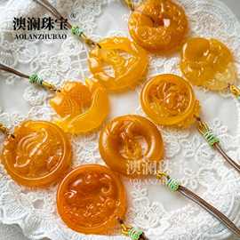 批发天然云南黄龙玉平安扣连年有余马生肖本命年平安牌黄玉吊坠