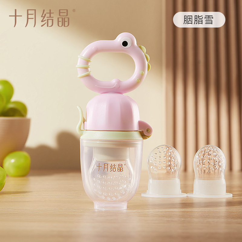 Octubre Cristal Comida para bebés Mordida de frutas y verduras Molar de silicona artefacto chupete Bebé come fruta