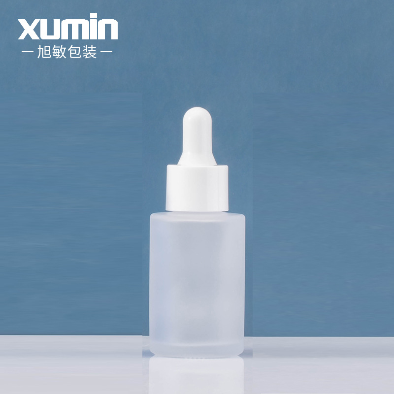 Xumin embalaje 30ml botella cuentagotas azul transparente vidrio esmerilado botella de aceite esencial esencia líquido sub-botella cabeza de goma blanca image 8