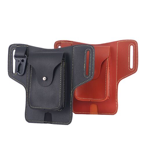 Retro pu leather belt mobile phone waist bag men's mobile phone bag motorcycle rider vertical cigarette key bag wholesale