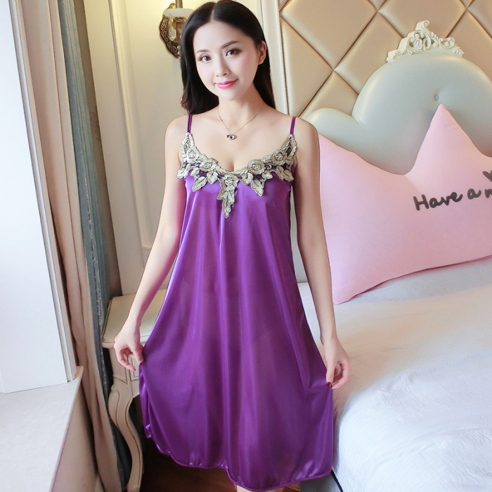 ZD - 02 # vestido de dormir púrpura oscuro