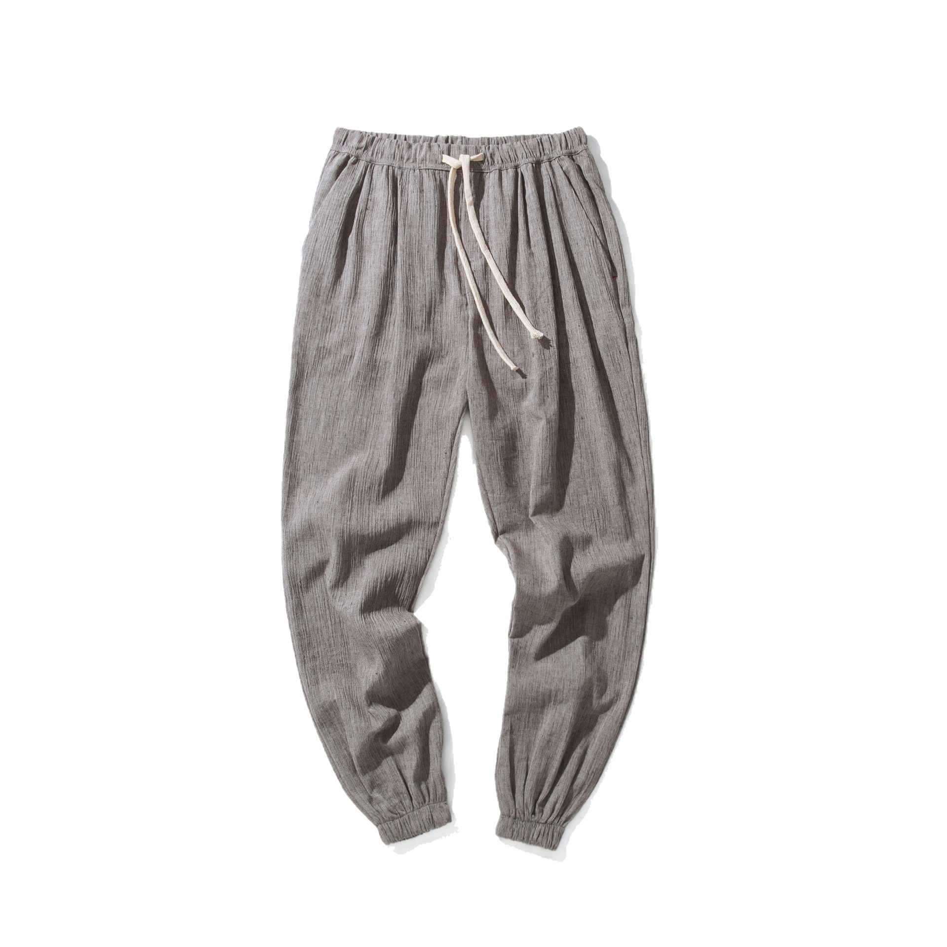 Pantalones casuales de lino fino estilo coreano y chino para hombre, pantalones largos, pantalones tipo zanahoria, pantalones holgados estilo harén, verano 2026