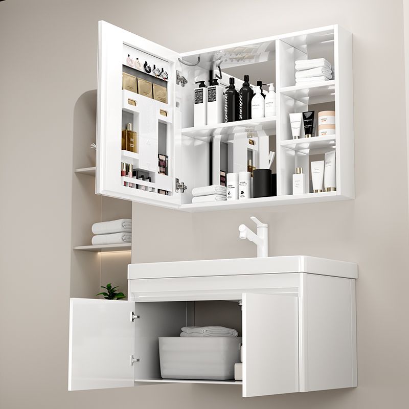 Gabinete de baño lavabo combinación redondeada lavabo de baño lavabo integrado lavabo de cerámica pequeño apartamento super estrecho