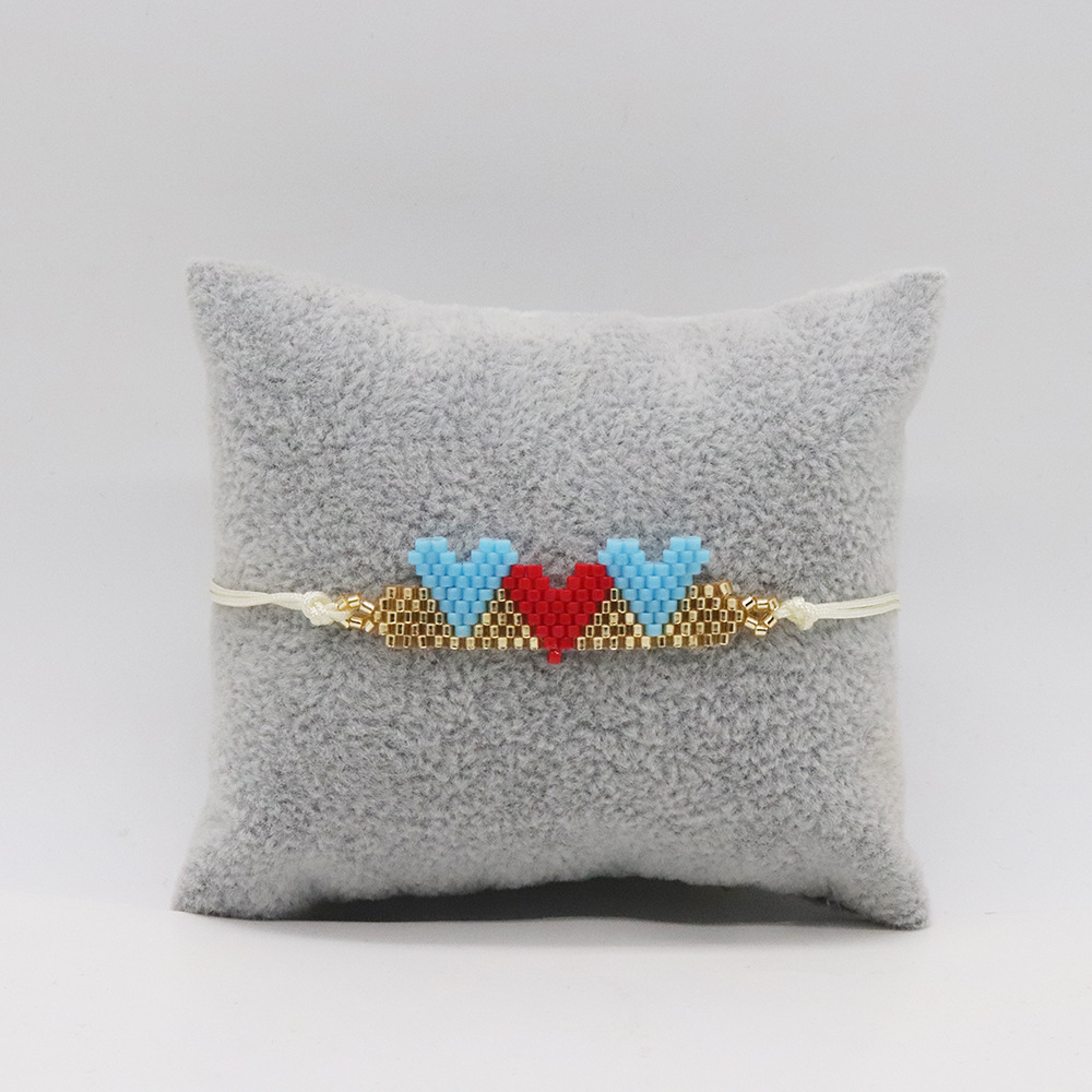 Heart Shape Pattern Women's Gender Simple Style Heart Shape Zircon Glass Seed Bead Wholesale Bracelets