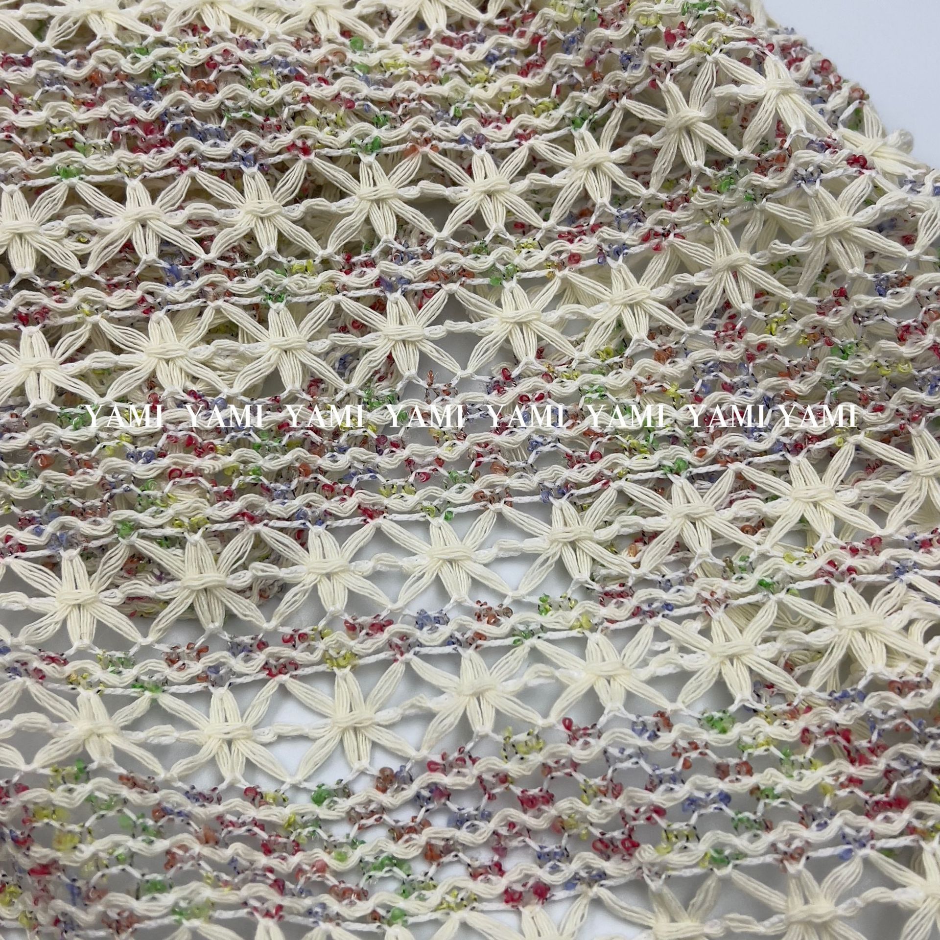 Hilo de color de algodón poliéster a rayas, hilo de arroz tejido a ganchillo, hilo de punto teñido con hilo, malla de encaje jacquard, material de vestido, tela