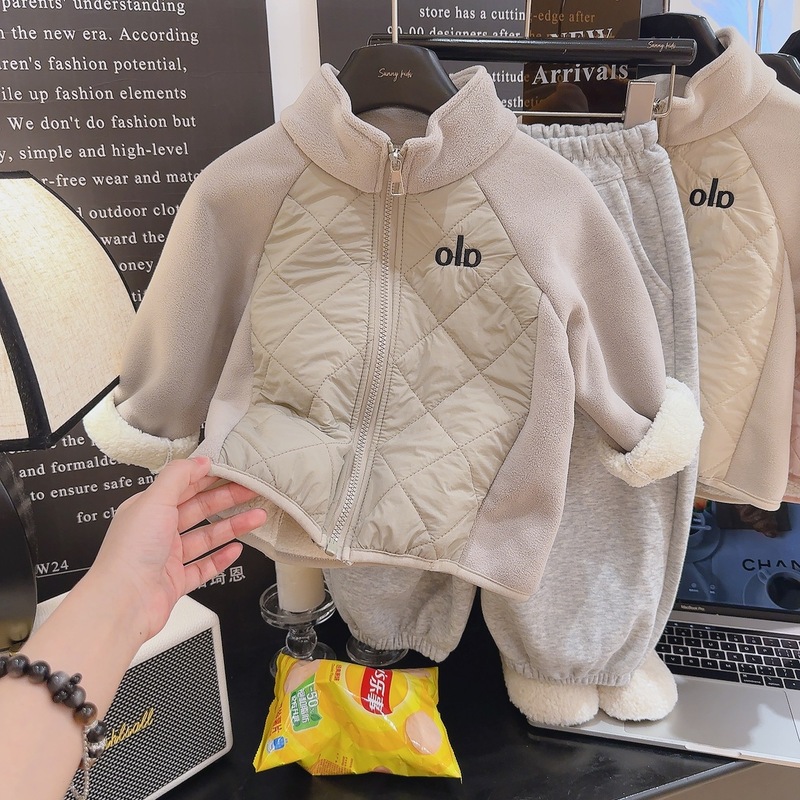加厚儿童韩版olb奥粒绒加绒外套冬季校服神器内穿拉链拼色上衣|undefined
