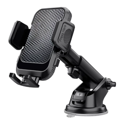 Car Phone Holder for Dashboard Windshield Suction Cup Type Retractable Navigation Car Center Console (Car phone holder) - black