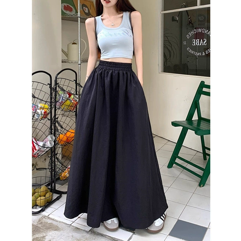Большой размер 300 фунтов толстый мм эластичная талия, свободная юбка, покрывающий бедра, женская весенняя летняя повседневная тибетская черная юбка 2