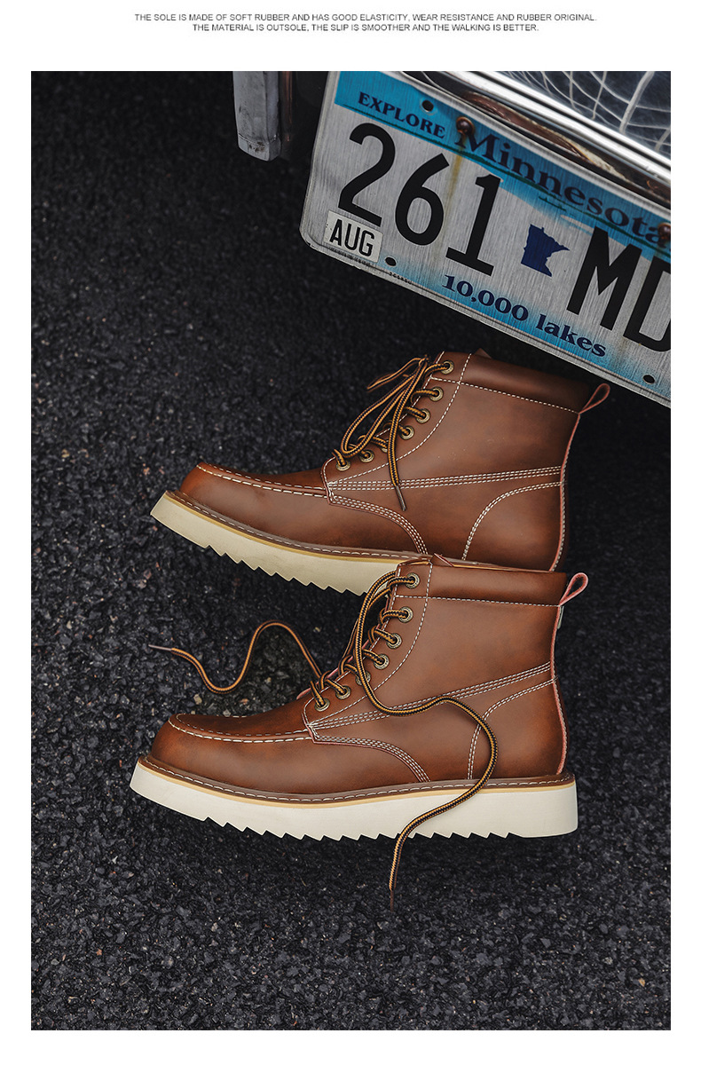 Martin – bottes montantes de moto pour hommes, tendance, décontractées, en velours, polyvalentes, combinaison de travail, 2024 coton, hiver 9055_voghion.com