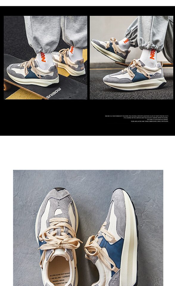 Giày sneaker nam phối màu , nhẹ thoáng khí, đế bệt — màu xanh, màu xám chi tiết 13