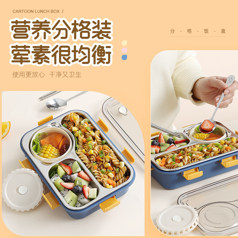 Caja de almuerzo aislada 304 caja de almuerzo de acero inoxidable de grado alimenticio niños estudiante trabajador de oficina calefacción caja de almuerzo fresca caja de almuerzo