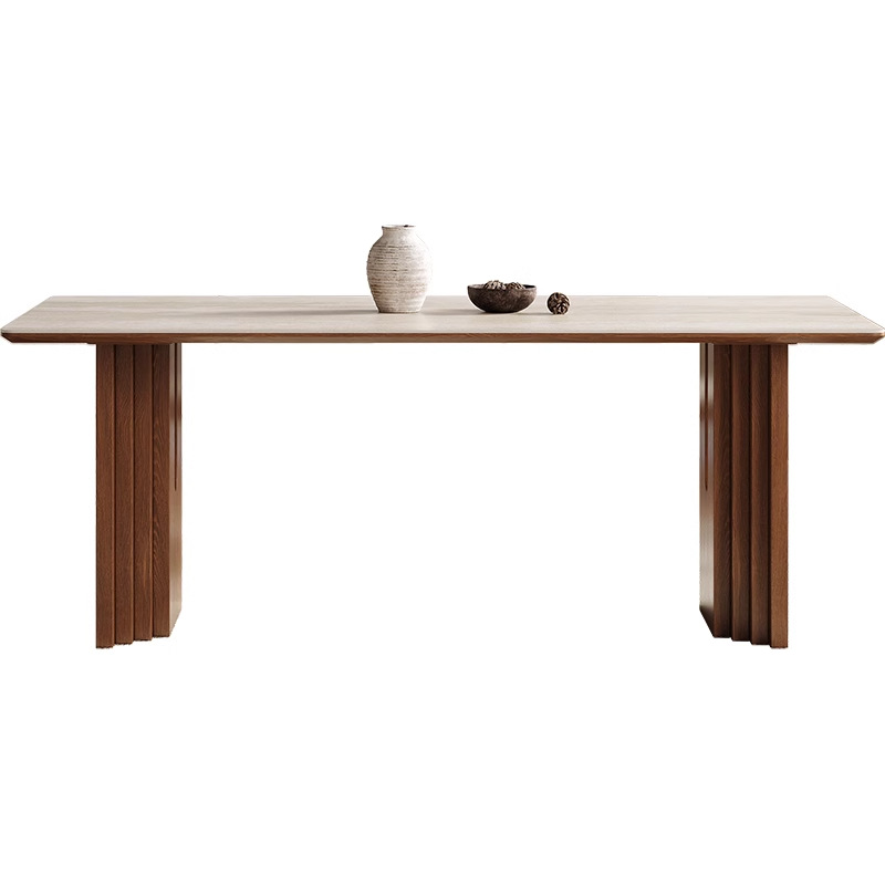 Mesa y silla de comedor de estilo medieval, sala de estar, mesa de comedor rectangular de madera maciza, diseño de piedra de piedra de la cueva de importación francesa
