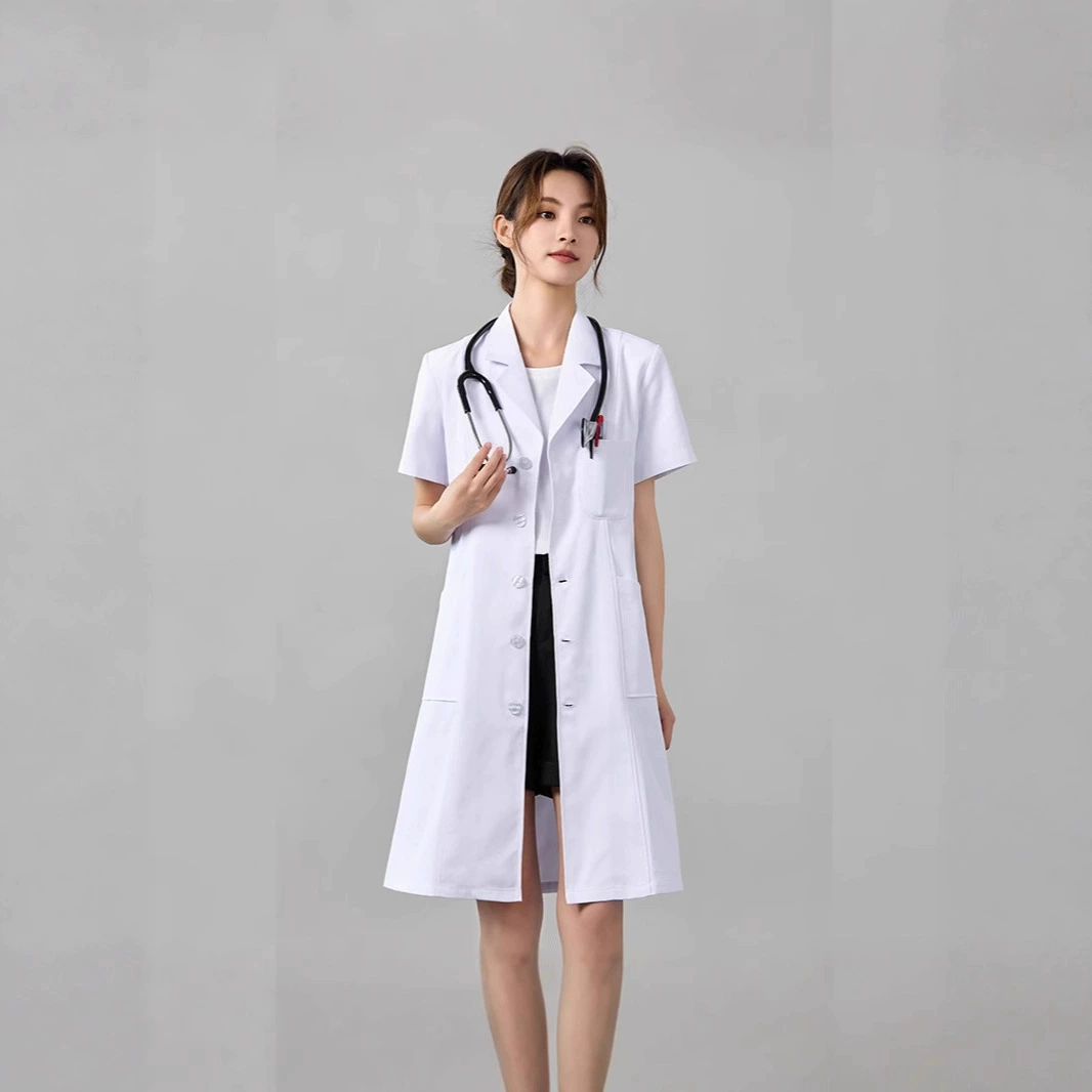 Белое пальто Женское зимнее утолщение с длинными рукавами Доктор Студенческое пальто с короткими рукавами Больничная лабораторная одежда для медсестер