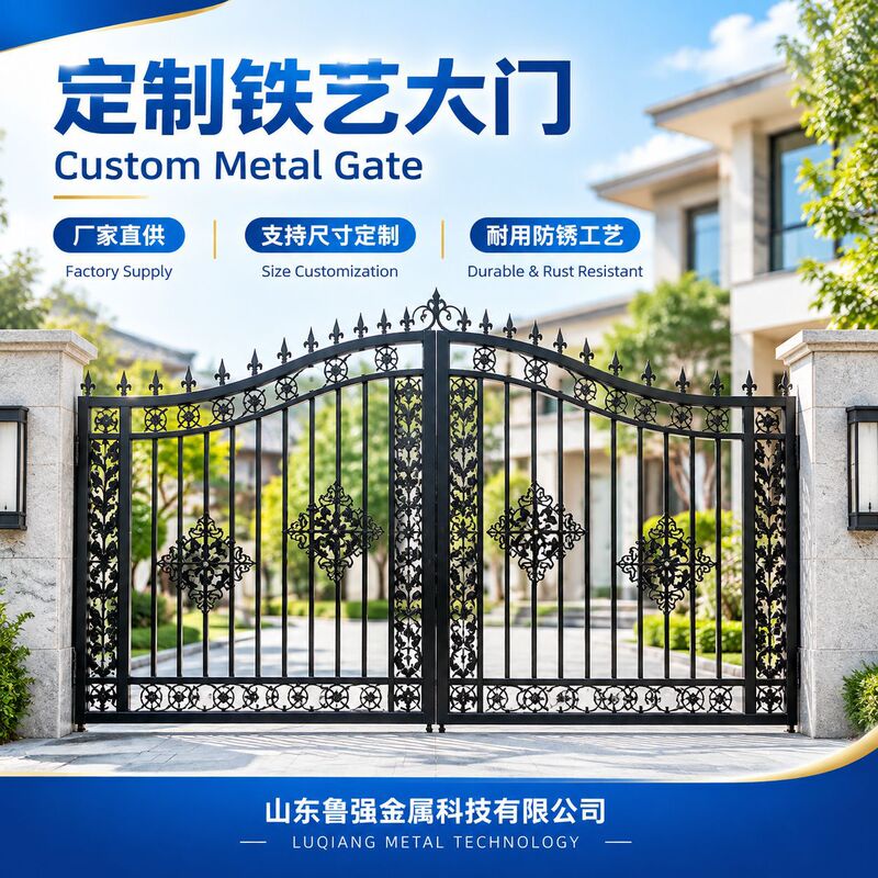 Iron Gate Manufacturer, Fast Installation of Iron Gates, Double-Door Courtyard Villa Iron Gate with Carved Designs, Community Sliding Gate Iron Gate Manufacturer, Fast Installation of Iron Gates, Double-Door Courtyard Villa Iron Gate with Carved Designs, Community Sliding Gate