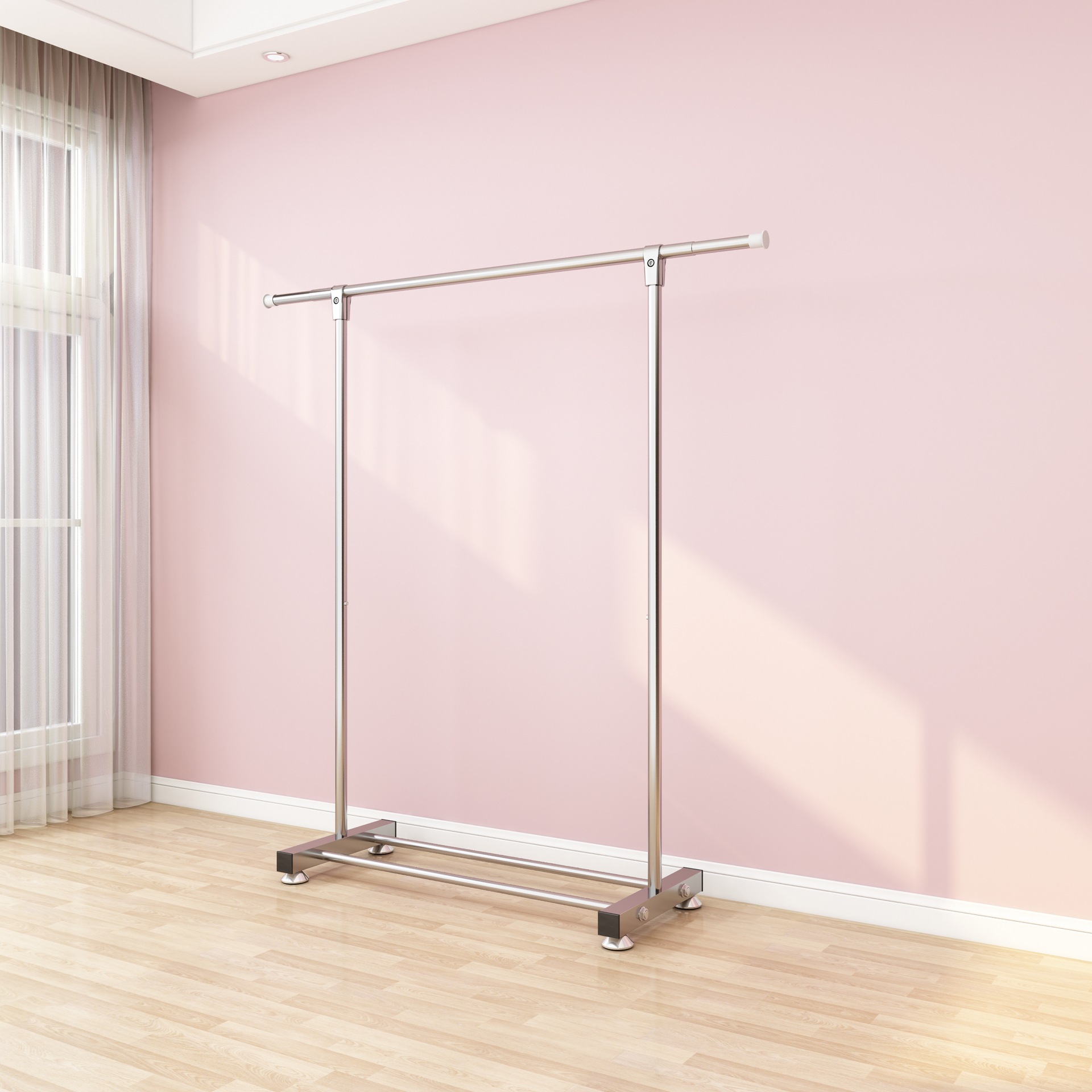 Outdoor foldable mobile clothes rack with double stainless steel rods, suitable for home use