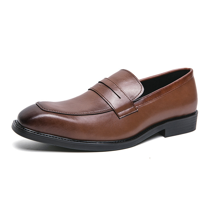 Zapatos de cuero de cabeza cuadrada para hombre 2024 ropa de negocios para hombres zapatos profesionales de trabajo Lefour para novio casado zapatos de suela gruesa