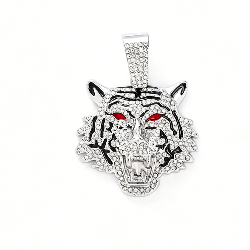 Collar Cubano con Colgante de Tigre 3D en Aleación Estilo Europeo y Americano, Joyería Moderna y Exclusiva para Hombre, Tendencia Hip-Hop