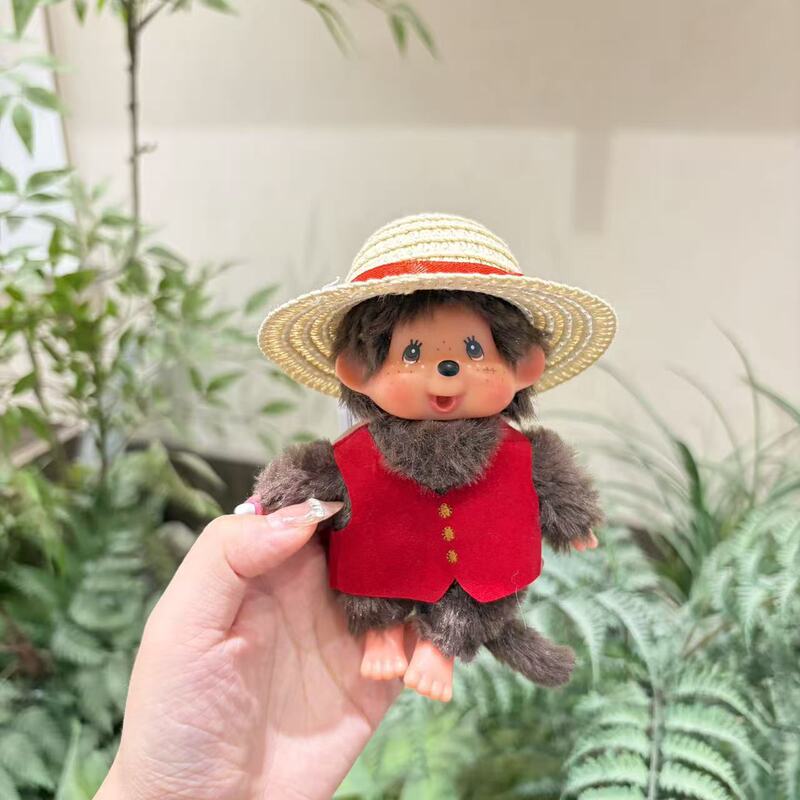 Red Vest Monkey Costume Luffy Straw Hat Cute Plush Keychain Backpack Decoration