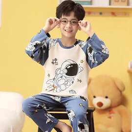 新款儿童睡衣春秋季长袖长裤男孩卡通小学生女中大童可爱家居服夏