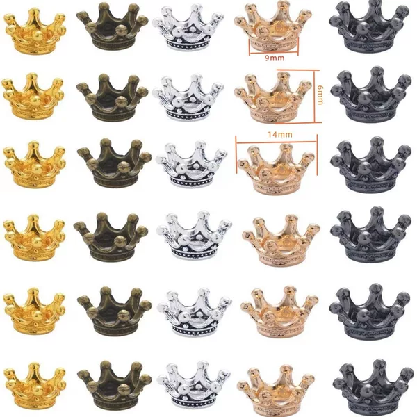 DIY Retro Alloy Jewelry Accessories Japanese and Korean Style Three-Dimensional Crown Pendant Factory Direct Sales Amazon