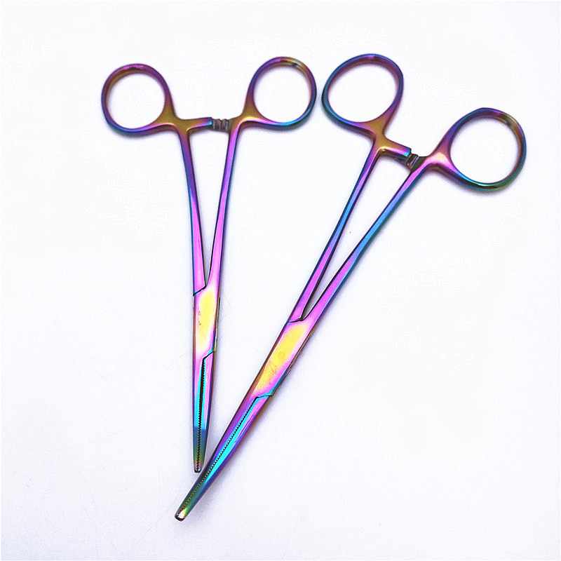 止血钳 七彩止血钳 弯头止血钳 直头止血钳 防滑止血钳