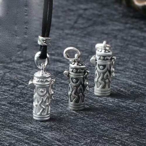 S990 Solid Silver Jewelry, Personalized Minimalist Thai Silver, Unisex Mini Leng Yan Chorus Gau Box Scripture Pendant, Pure Silver Pendant