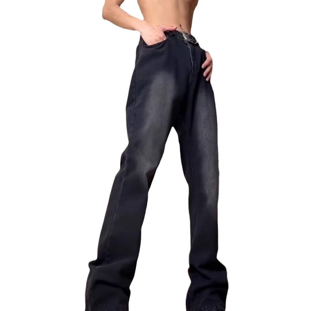 Vaqueros guapos de todo fósforo de la calle americana pantalones holgados de hollín casuales rectos para hombres