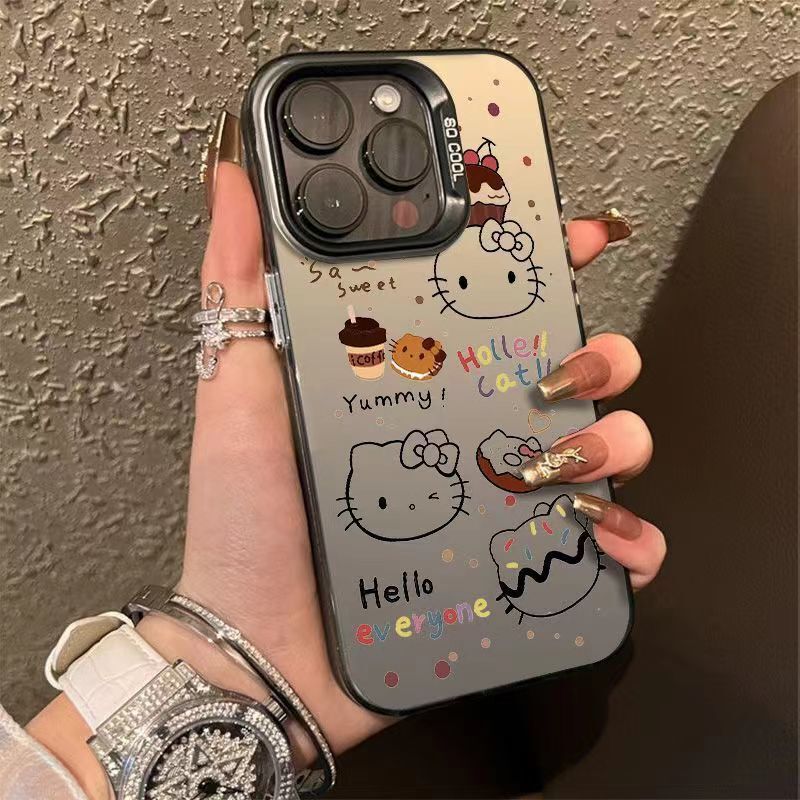 Milk Tea Cat-Themed Phone Case for iPhone 15 Pro, Compatible with iPhone 13/11, iPhone 14/12, Affordable, New Silver Hard Case Milk Tea Cat-Themed Phone Case for iPhone 15 Pro, Compatible with iPhone 13/11, iPhone 14/12, Affordable, New Silver Hard Case