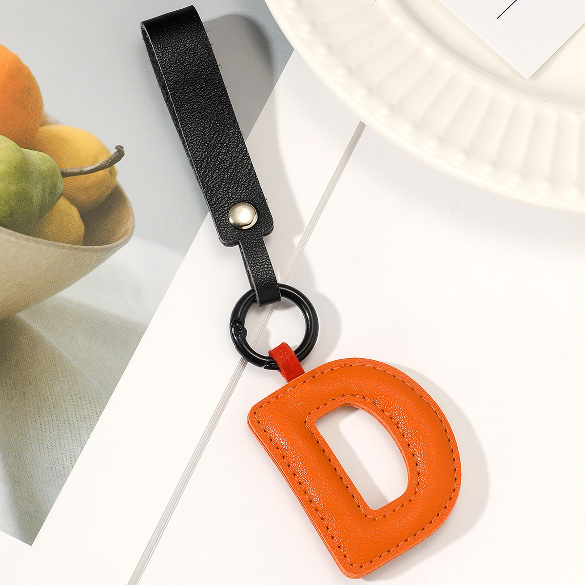 Daily Occasion Basic Letter Pu Leather Unisex Bag Pendant Keychain