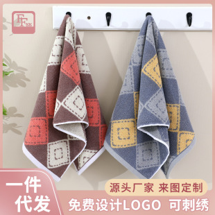 Towel Wholesale Face Wash Cotton Face Towel Cotton Thickened Yarn-dyed Polyester Cotton Adult Hand Gift Soft Absorbent Household